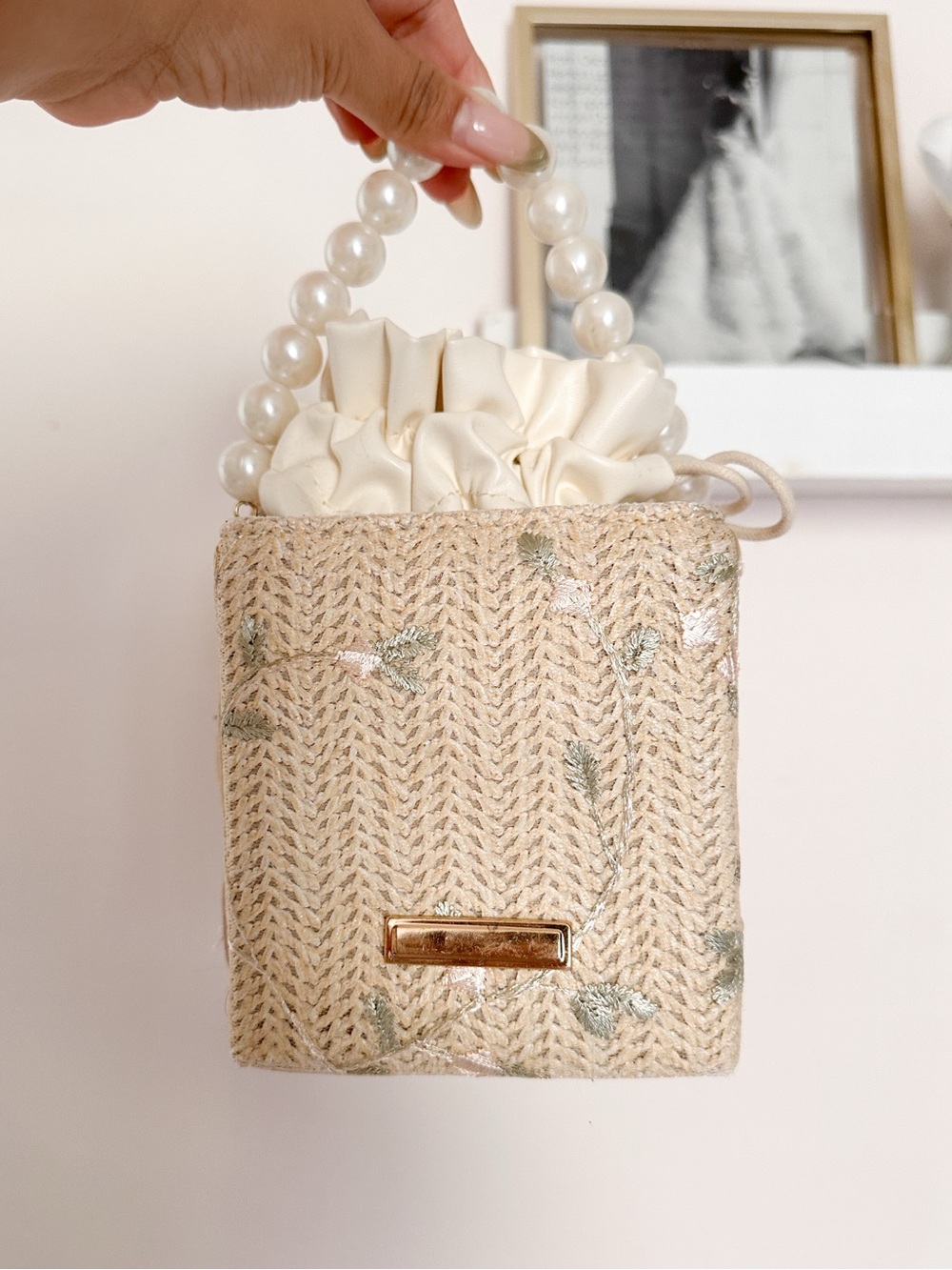 Box Purse with Pearl Handle